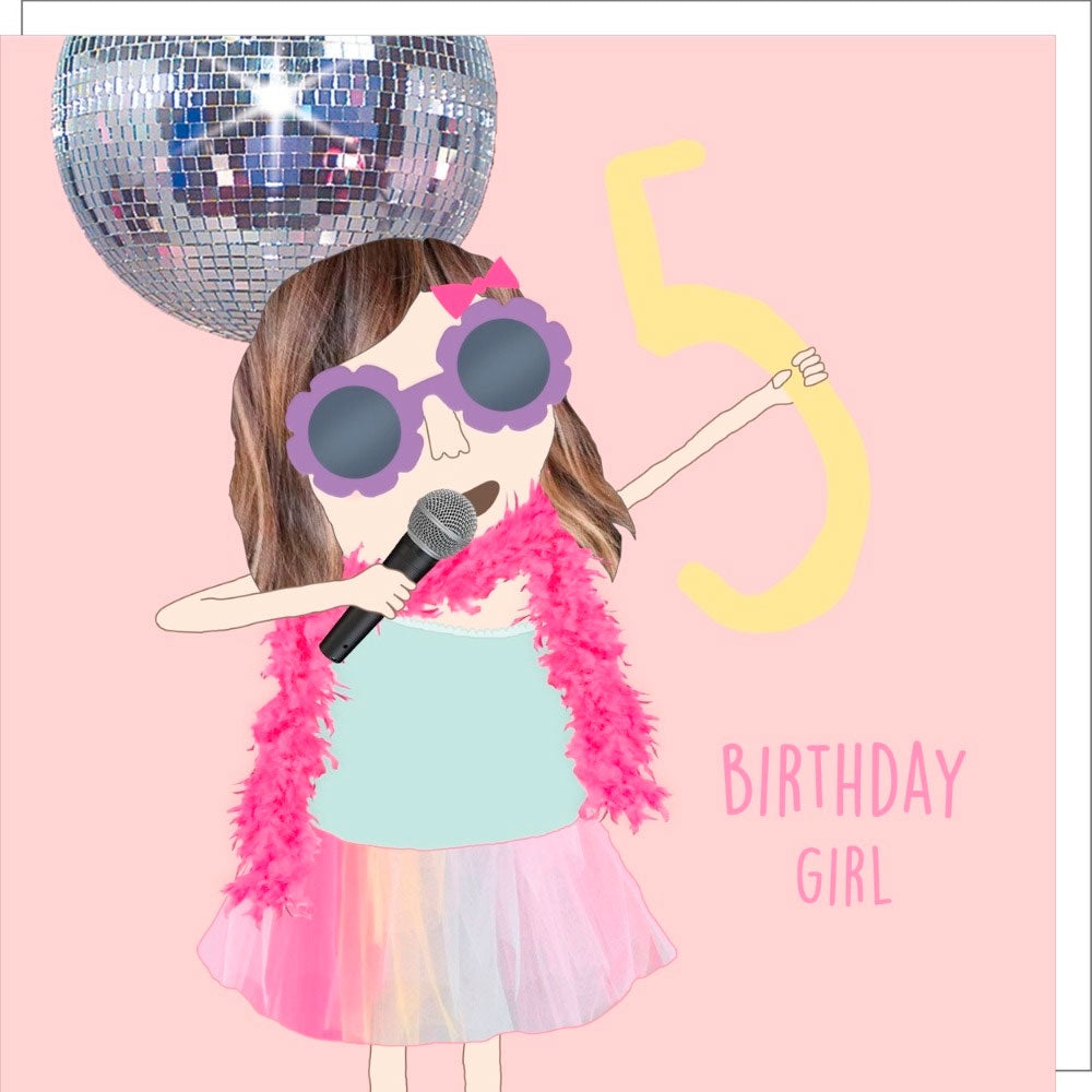 Rosie Made A Thing | Birthday Card - Disco Birthday Girl Five