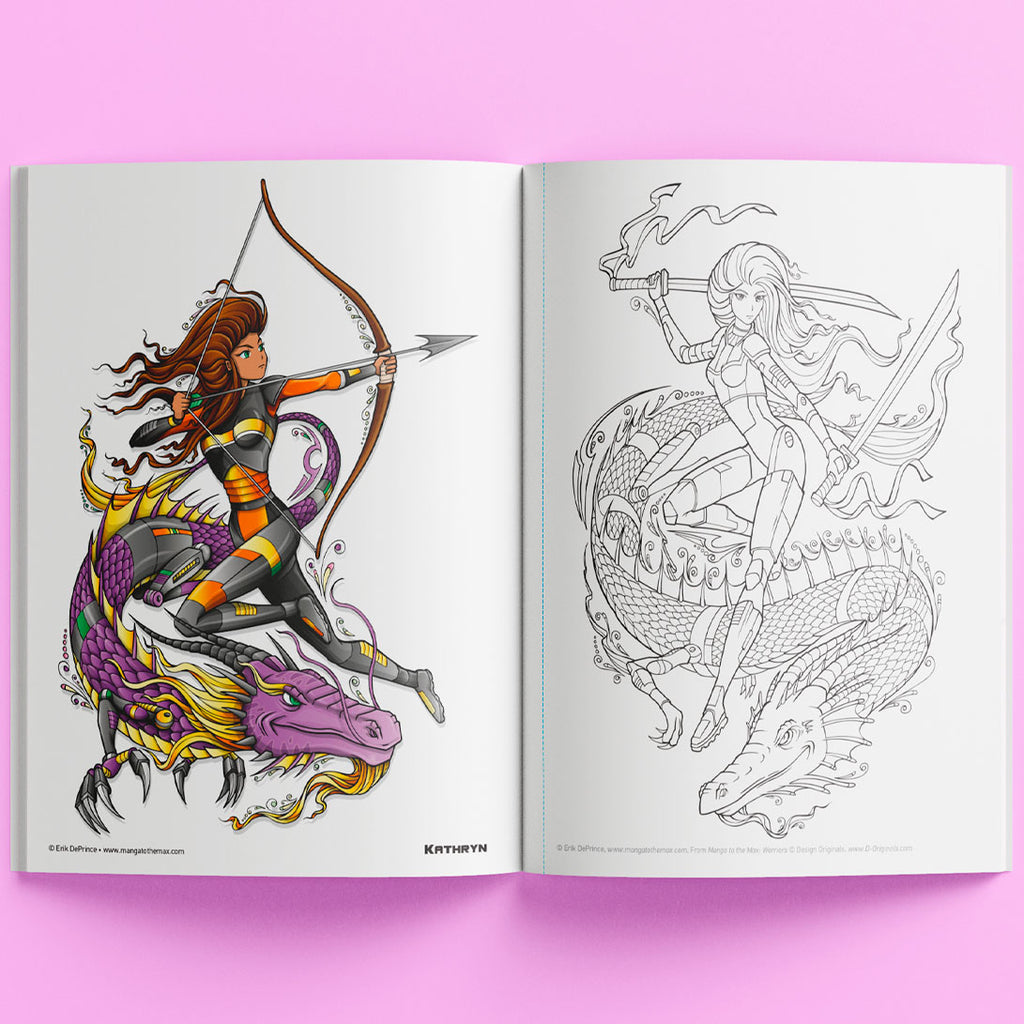 Hinkler | Manga to the Max - Drawing and Colouring Book: Warriors