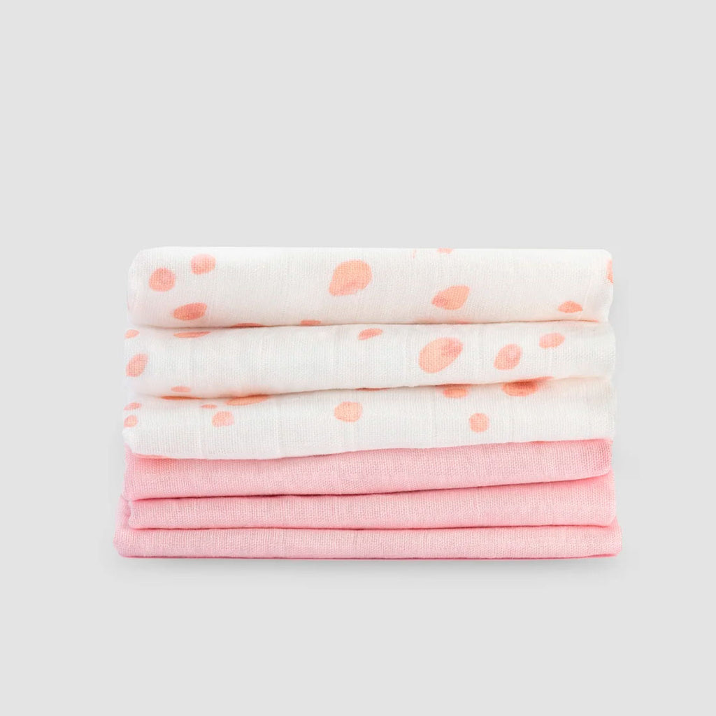 Little Bamboo | Soft Muslin Face Cloth 6 Pack - Dusty Pink