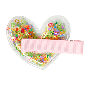 Pink Poppy | Glitter Shaker Heart - Hair Clip