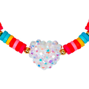 Pink Poppy | Rainbow Jewelled Heart Bracelet