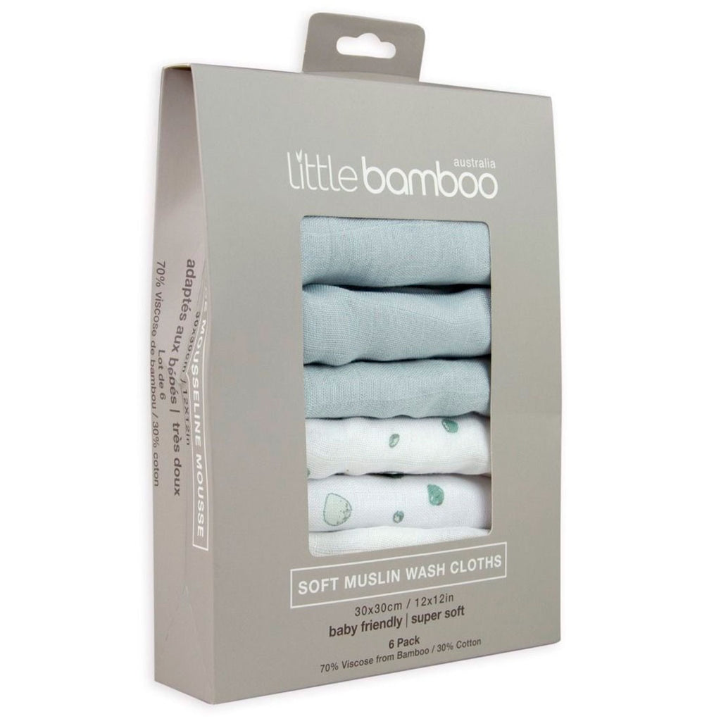 Little Bamboo | Soft Muslin Wash Cloths 6 Pack - Whisper