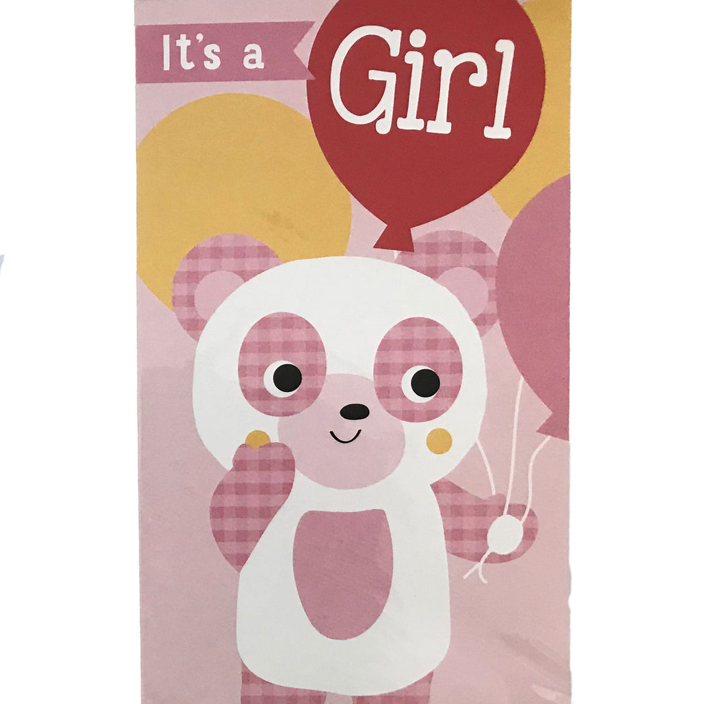New Baby Card | It's A Girl - Pink Teddy