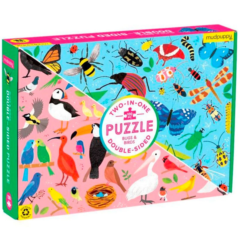 Mudpuppy | Two In 1 Double Sided Puzzle - Bugs & Birds