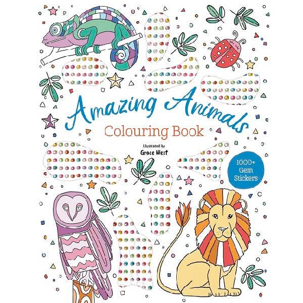 Amazing Animals | Colouring Book - 1000 Gem Stickers