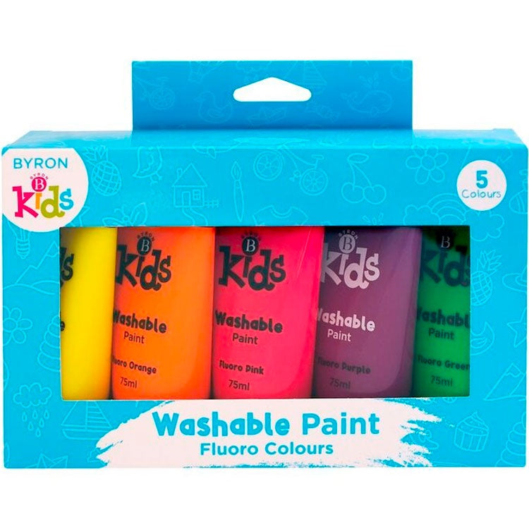 Byron Kids | Washable Paint 5 Pack - Fluoro Colours