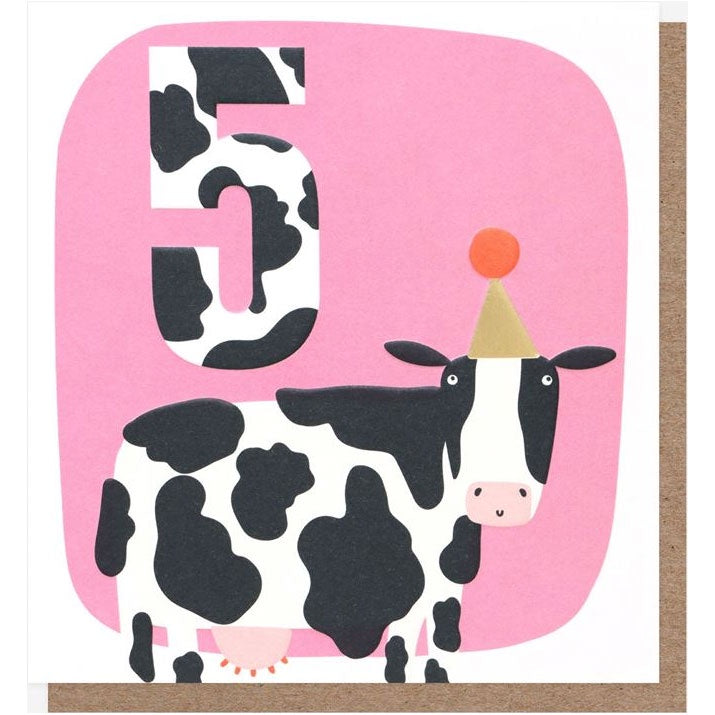Caroline Gardner | Party Pals Birthday Card - Age 5 - Cow
