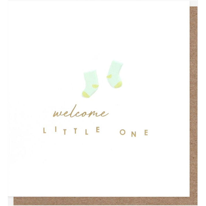 Caroline Gardner | New Baby Card - Welcome Little One - Blue Socks