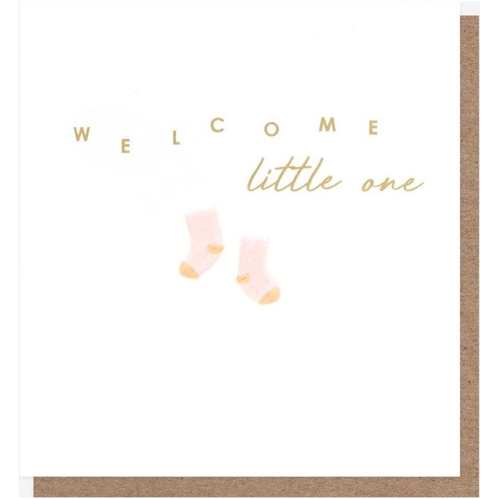 Caroline Gardner | New Baby Card - Welcome Little One - Pink Socks