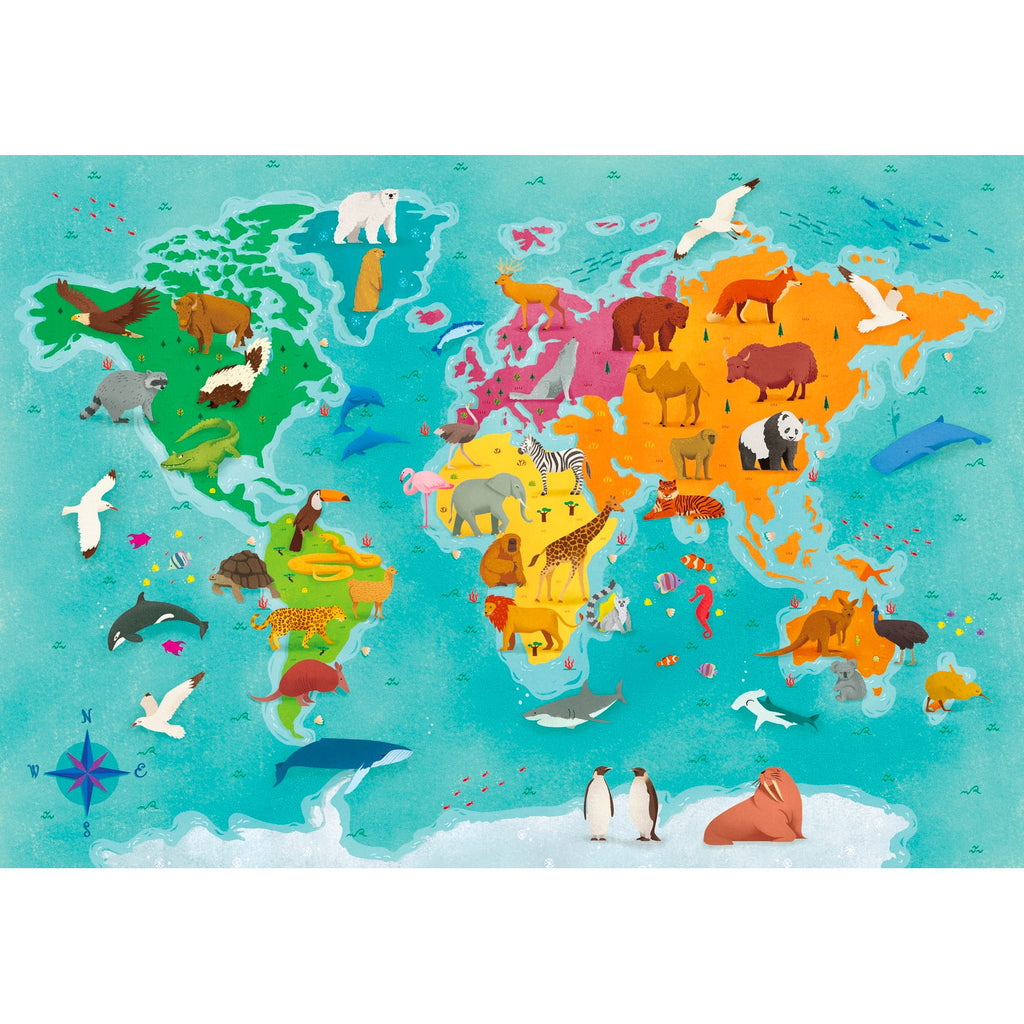 Clementoni | Exploring Map 250 Piece Puzzle - Animals of the World