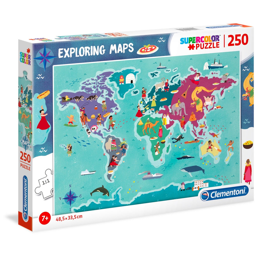 Clementoni | Exploring Map 250 Piece Puzzle - Customs and Traditions of the World