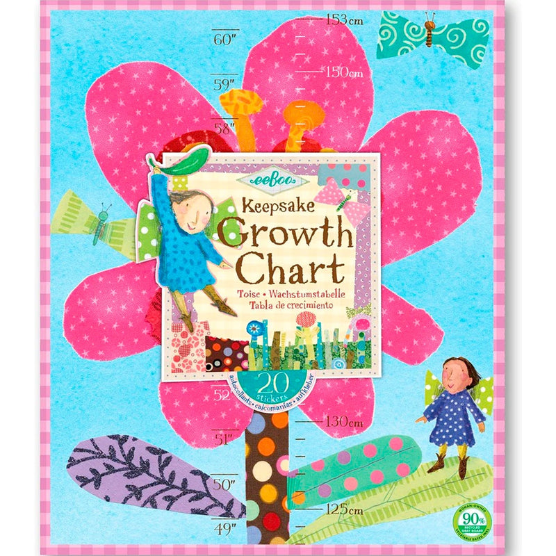 eeBoo | Growth Chart - Hot Pink Flower