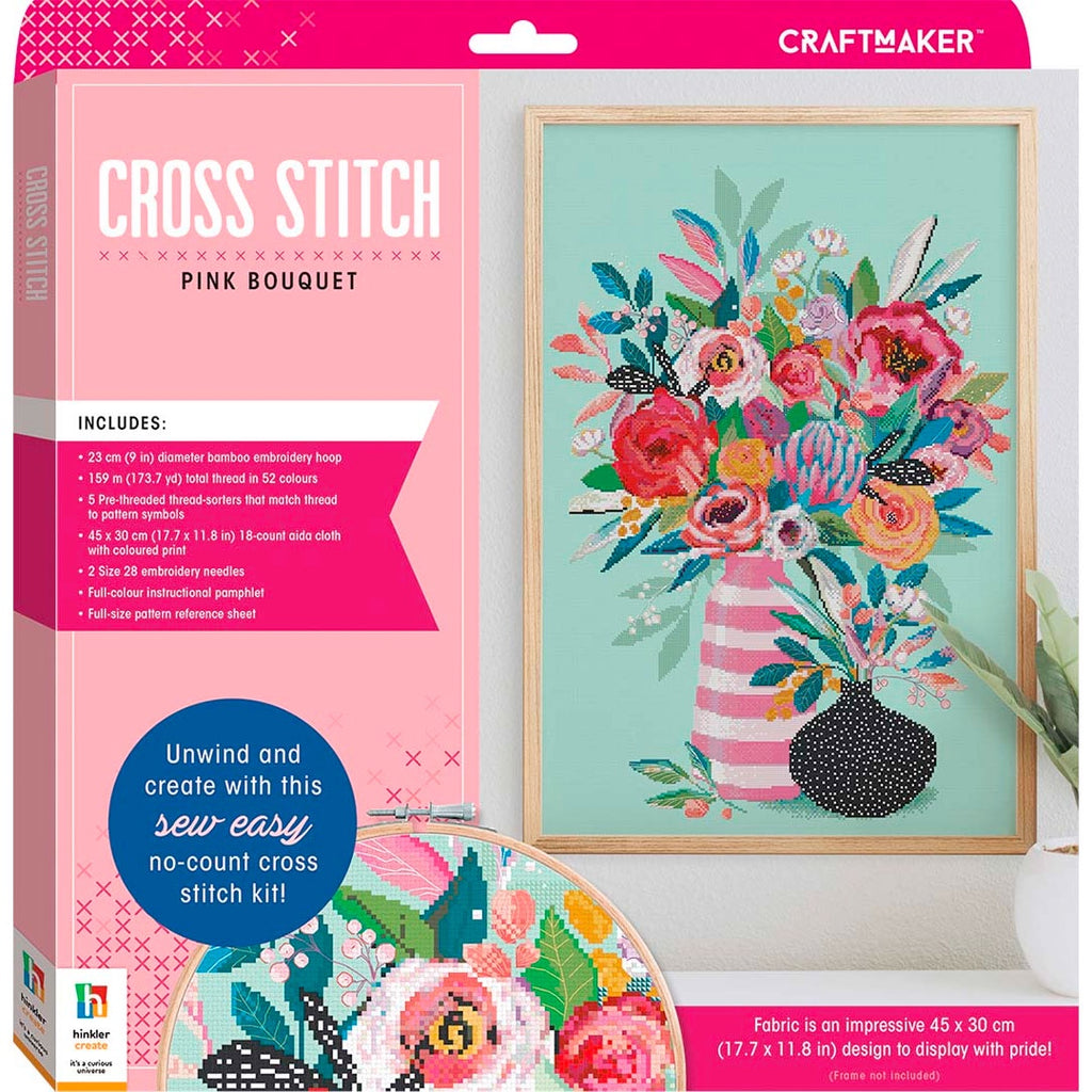 Hinkler | Cross Stitch - Pink Bouquet