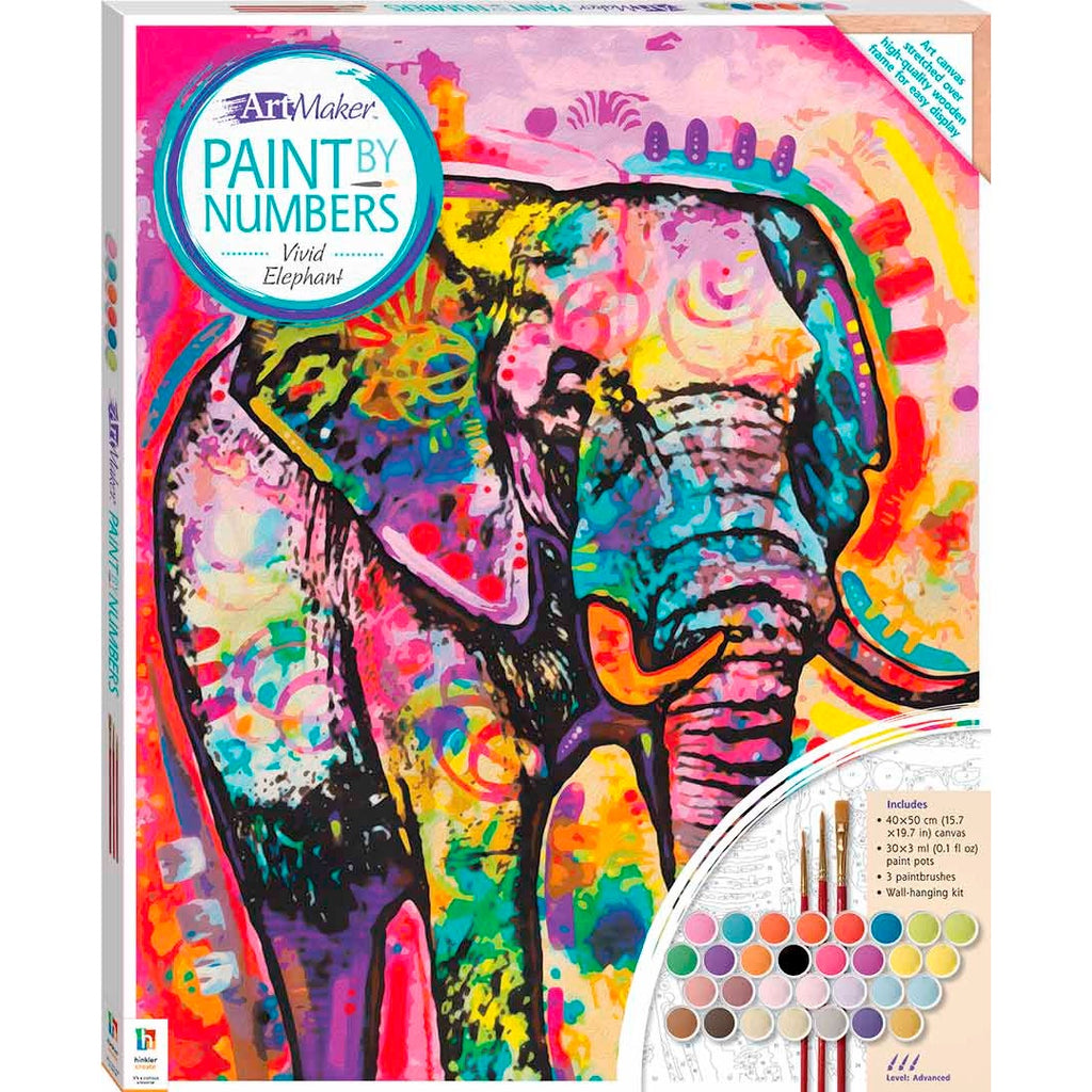 Hinkler | ArtMaker - Paint By Numbers - Vivid Elephant