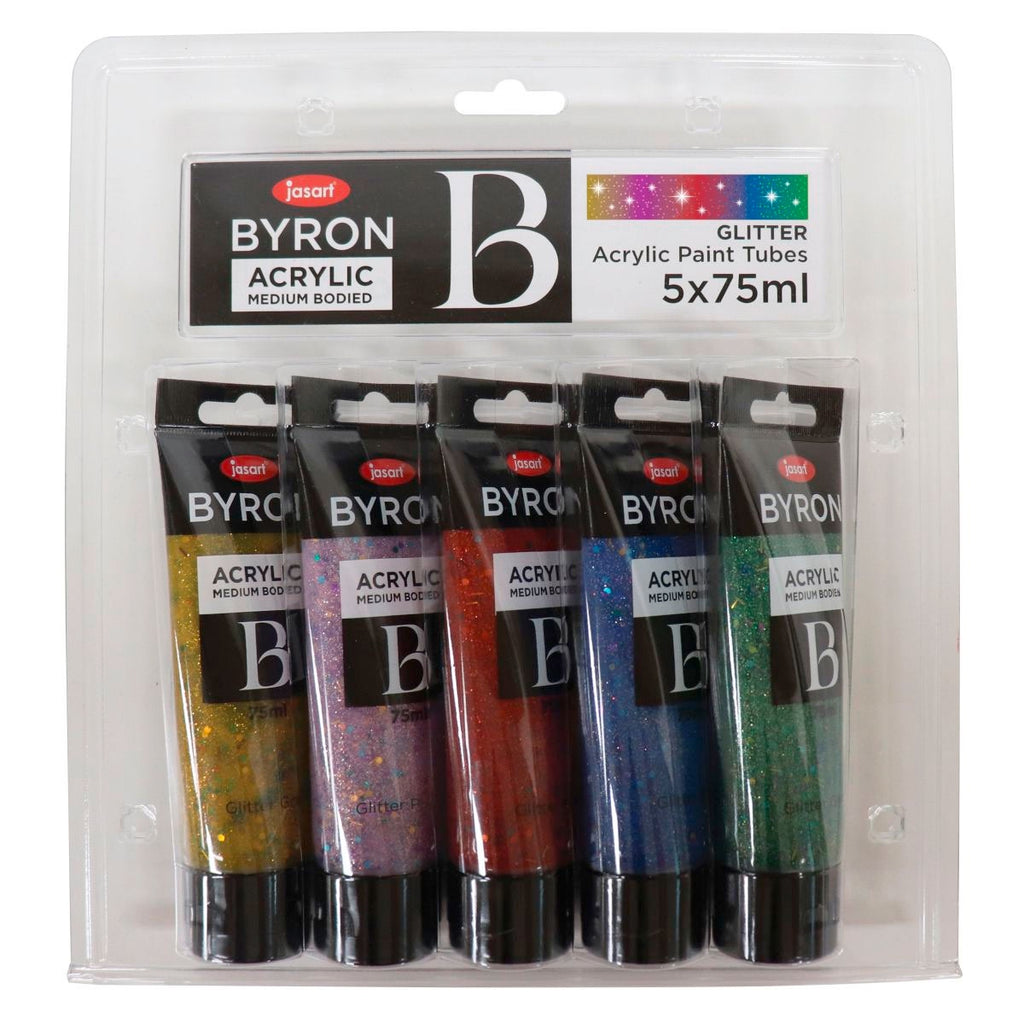 Jasart | Byron 5 Piece Acrylic Paint Tubes - Glitter