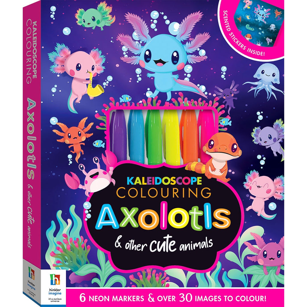 Hinkler | Kaleidoscope Colouring - Axolotls and Other Cute Animals