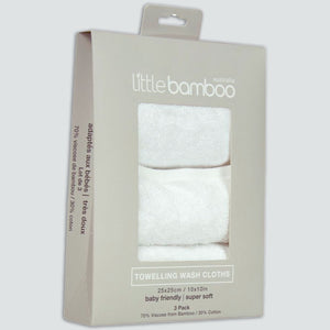 Little Bamboo | Towelling Wash Cloths 3 pack - White