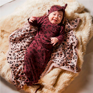 Little Flock Of Horrors | Newcomer Baby Gown - Mulberry Cheetah - 0-3mths