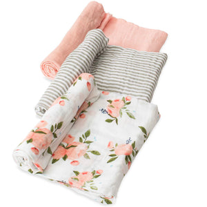 Little Unicorn | Cotton Muslin Swaddle 3 Pack - Watercolor Roses