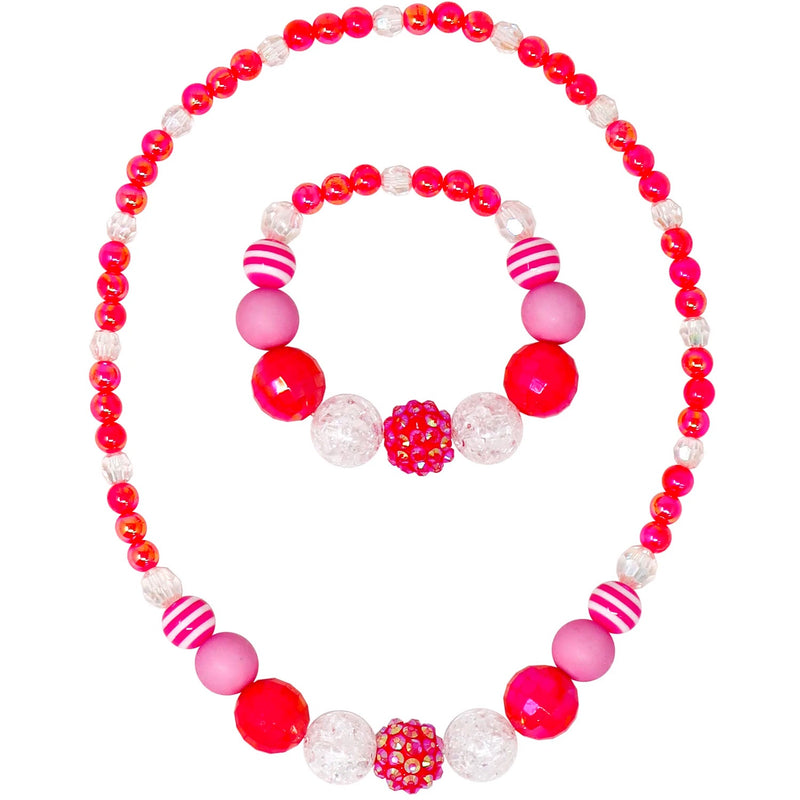 Pink Poppy | Hot Pink Raspberry Delight Stretch Beaded Necklace and Bracelet Set