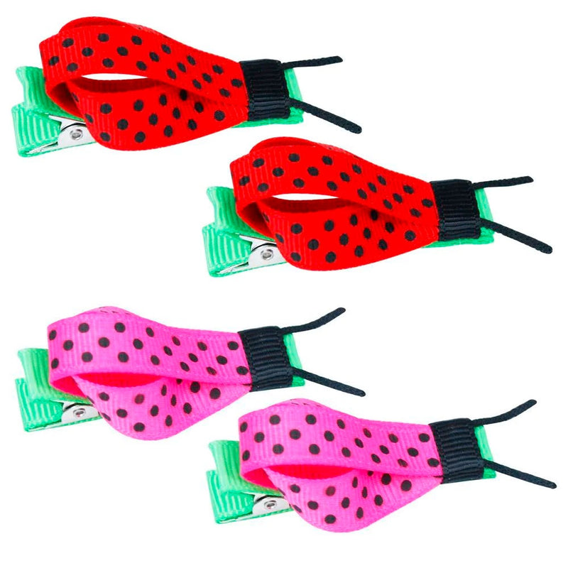 Pink Poppy | Fabric Ribbon Ladybug Clip