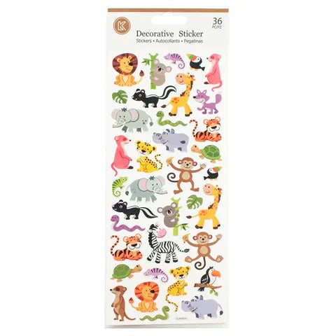 LK | Stickers -Cute Wild Animals - 36 Piece