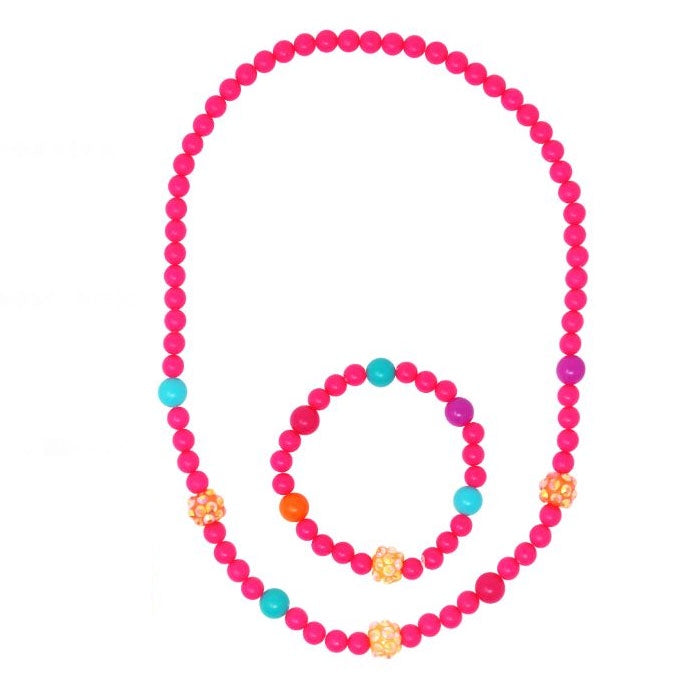 Pink Poppy | Sparkling Beads Necklace & Braclet Set
